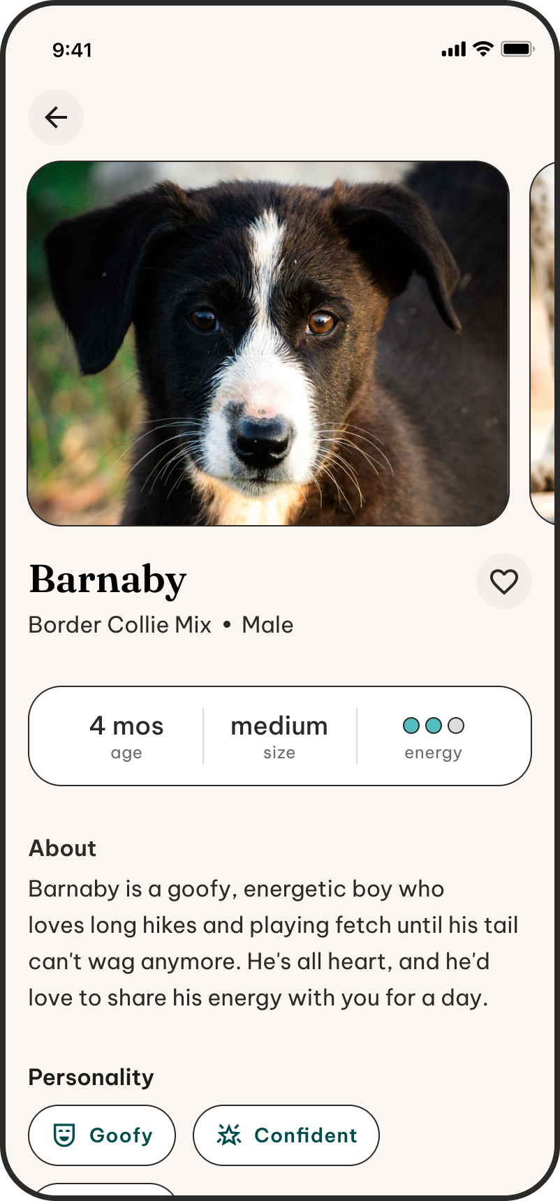 Barnaby's profile screen